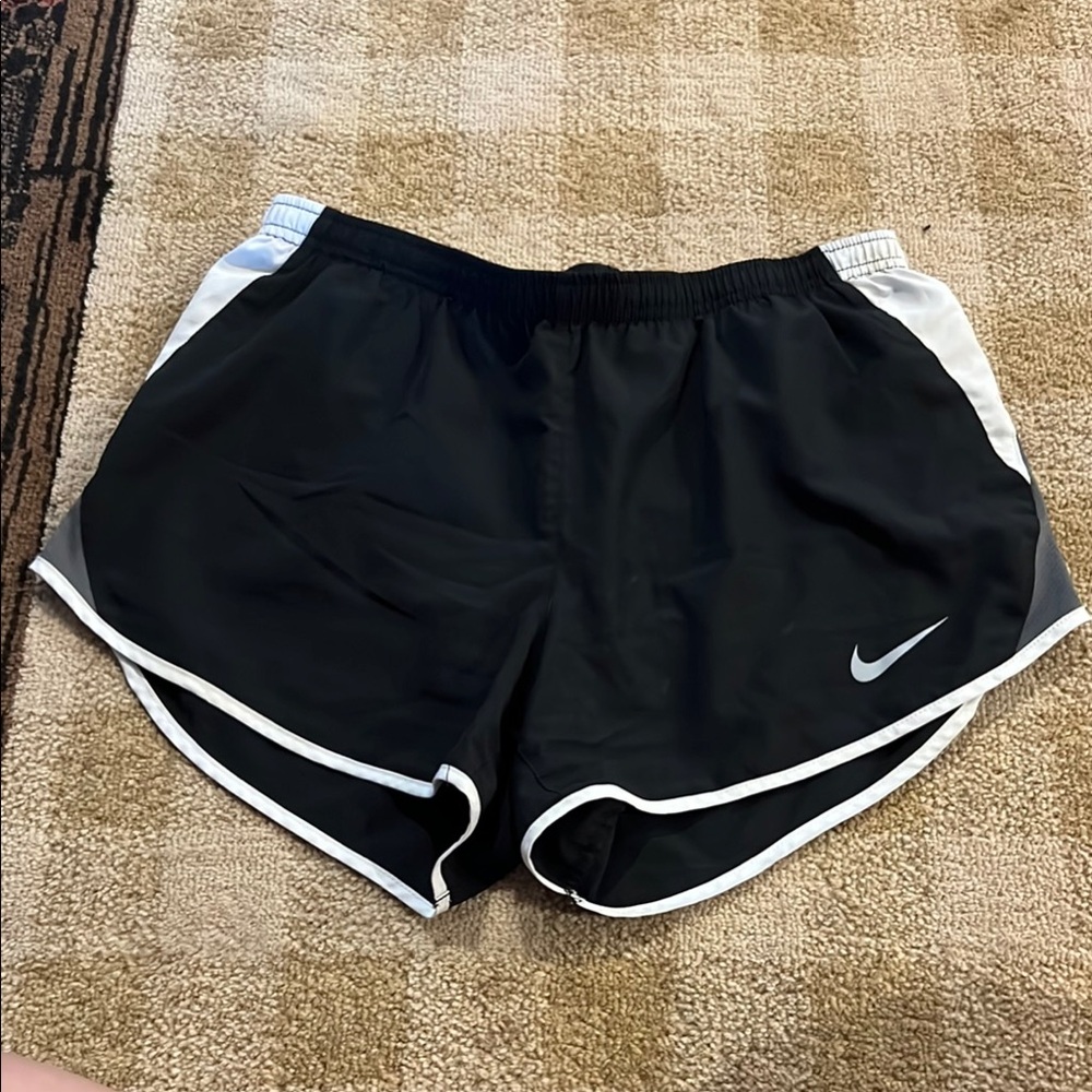 Nike Women's Black and White Athletic Shorts